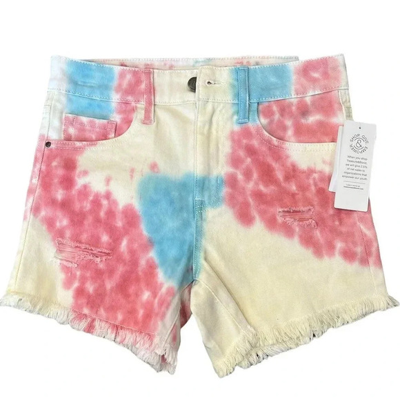 Treasure & Bond Yellow High Waist Tie Dye Shorts 14 - Picture 1 of 2